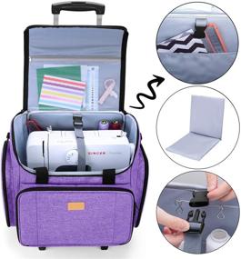 img 3 attached to 🧵 Luxja Sewing Machine Case with Detachable Dolly and Removable Bottom Pad - Purple
