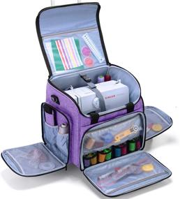 img 2 attached to 🧵 Luxja Sewing Machine Case with Detachable Dolly and Removable Bottom Pad - Purple
