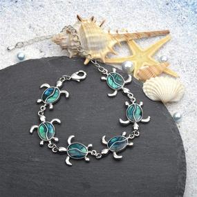 img 1 attached to 🌊 Stunning Lauren-Spencer Adjustable Bracelet: Exquisite Abalone Ocean Charms & Blue Opal - Perfect Gift for Women & Teen Girls!