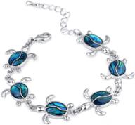 🌊 stunning lauren-spencer adjustable bracelet: exquisite abalone ocean charms & blue opal - perfect gift for women & teen girls! logo