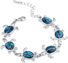 img 4 attached to 🌊 Stunning Lauren-Spencer Adjustable Bracelet: Exquisite Abalone Ocean Charms & Blue Opal - Perfect Gift for Women & Teen Girls!