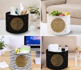 img 4 attached to 📦 Ciaoed Foldable Cotton Storage Basket Bins - Desktop Waterproof Storage Organizer Bag Set of 3