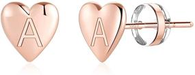 img 4 attached to 🌟 Girls' Heart Initial Stud Earrings - 14K Gold Plated S925 Sterling Silver Posts, Hypoallergenic Dainty Letter Earrings for Sensitive Women, Girls, and Kids