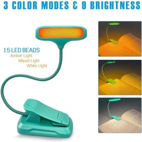 img 3 attached to 📚 AUGELUX Book Light: Clip-on Rechargeable Reading Lamp for Bed, 15 LED Eye Care Amber Light, 9 Brightness Levels, Up to 65 Hours, Perfect for Kids & Bookworms