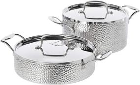 img 1 attached to Набор посуды Cuisinart Hammered Collection: набор кухонной посуды среднего размера из нержавеющей стали.