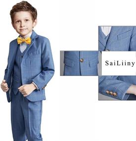 img 3 attached to Formal Wedding Toddler Plaid Tuxedo Boys' Clothing for Suits & Sport Coats