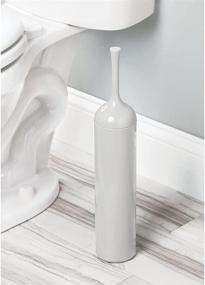 img 2 attached to 🚽 mDesign Compact Freestanding Toilet Bowl Brush and Holder - Sturdy, Deep Cleaning, Covered Brush - Light Gray - Bathroom Storage and Organization Solution