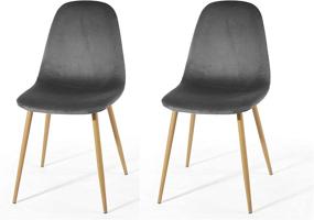 img 2 attached to 🪑 Set of 2 Grey Velvet Dining Chairs - Urban Shop