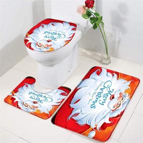 img 1 attached to 🎅 Christmas Bathroom Decor Sets (Santa Toilet Seat Cover, Non-Slip Christmas Bath Mat Set/Rugs, Christmas Santa Shower Curtain), Festive Merry Christmas Themed Bathroom Sets