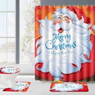 🎅 christmas bathroom decor sets (santa toilet seat cover, non-slip christmas bath mat set/rugs, christmas santa shower curtain), festive merry christmas themed bathroom sets logo