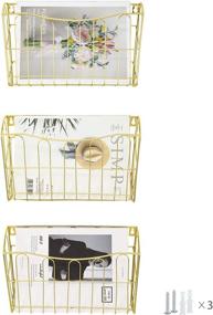img 3 attached to Gold Wall Mount File Organizer: Superbpag Hanging 3 Pocket Letter Tray Document Holder