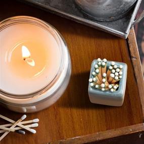 img 3 attached to 🔥 Modern Ceramic Match Holder with Striker - Ideal for Bathroom Decor, Kitchen Storage, or Decorative Farmhouse Fireplace Decor, by Pullan Products