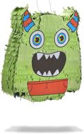 green monster pinata birthday halloween logo