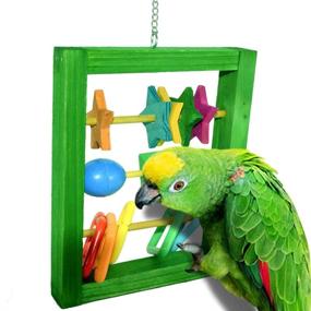 img 1 attached to 🐦 Mrli Pet Parrots Intellectual Geometric Square Wood Chew Toy - Ideal for Budgies, Parakeets, Cockatiels, and Conures