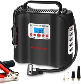 img 4 attached to 🚗 Powerful 12V Double Cylinder Air Compressor Tire Inflator for Car Tires - Heavy Duty Pump with Digital Pressure Gauge - 150PSI - Ideal for Cars, Trucks, RVs, Bicycles, and More