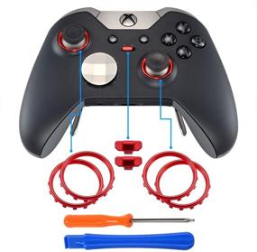img 4 attached to 🔴 eXtremeRate Matte Chrome Red Accent Rings Accessories for Xbox One Elite, Elite Series 2 Controller - Replacement Parts Profile Switch Buttons for Xbox One Elite Controller (Pack of 2)