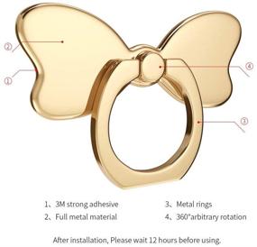 img 3 attached to Металлическое кольцо для пальца на телефоне PZOZ для стабильности держателя на задней стороне, складной ручной захват, петля на крючке для автомобиля, подставка для стойки 360 для iPhone Samsung Galaxy Mobile, милые аксессуары (золото)