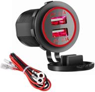 🔌 high-power dual usb charger socket power outlet - 2.1a & 2.1a for car boat marine mobile - diy kit included (4.2a-red) logo