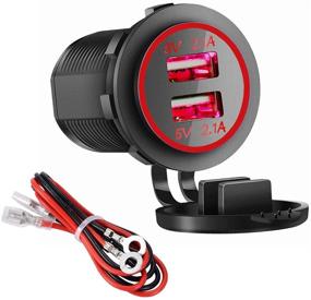 img 4 attached to 🔌 High-Power Dual USB Charger Socket Power Outlet - 2.1A & 2.1A for Car Boat Marine Mobile - DIY Kit Included (4.2A-Red)