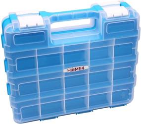 img 1 attached to 🔵 Double Sided BPA-Free Toy Display Storage Container Box for Mini Toys, Small Dolls, Tools Beyblade - Heavy Duty Organizer Carrying Case with 34 Adjustable Compartments (Blue) - HOME4