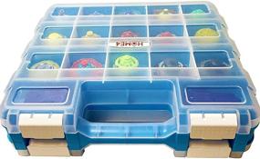 img 2 attached to 🔵 Double Sided BPA-Free Toy Display Storage Container Box for Mini Toys, Small Dolls, Tools Beyblade - Heavy Duty Organizer Carrying Case with 34 Adjustable Compartments (Blue) - HOME4
