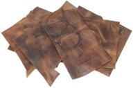 📦 bourbon brown leather scraps for arts & crafts, pack of 12 oz (5 to 8 in. long, various widths) with scars - hide & drink logo