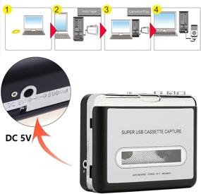 img 1 attached to 🎶 Плеер Reshow Cassette - портативный магнитофон для преобразования кассет Walkman в формат MP3 - запись музыки через USB - совместим с ноутбуками и ПК - идеально подходит для преобразования iPod (серебристый)