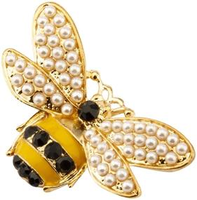 img 4 attached to 🐝 Stylish Knighthood Black and Yellow Enamel Bee Lapel Pin/Brooch with Pearl Wing Detailing