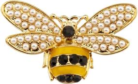 img 2 attached to 🐝 Stylish Knighthood Black and Yellow Enamel Bee Lapel Pin/Brooch with Pearl Wing Detailing