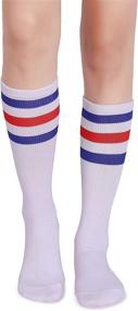 img 1 attached to 🧦 Pareberry Retro White Tube Socks - Classic Triple Stripes, Soft Cotton, On the Calf Design