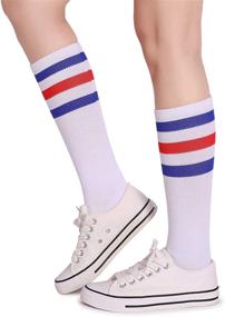 img 3 attached to 🧦 Pareberry Retro White Tube Socks - Classic Triple Stripes, Soft Cotton, On the Calf Design