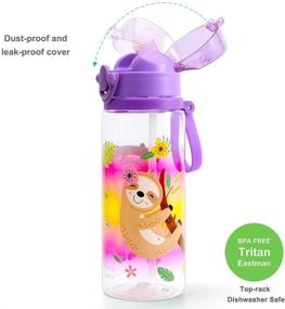 img 2 attached to 🍼 Home Tune Cute Water Bottle for School Kids Girls - Soft Silicone Spout, BPA Free Tritan, Leak Proof One Click Open Flip Top, Easy Clean, Soft Carry Loop - 24oz / 700ml