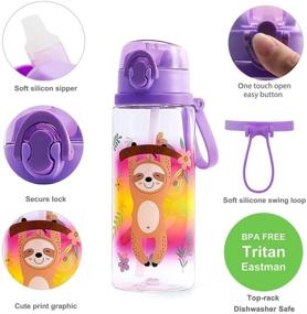 img 3 attached to 🍼 Home Tune Cute Water Bottle for School Kids Girls - Soft Silicone Spout, BPA Free Tritan, Leak Proof One Click Open Flip Top, Easy Clean, Soft Carry Loop - 24oz / 700ml