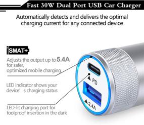 img 2 attached to 🚗 30W 3.0 Fast USB C PD Car Charger: 2 Port Power Delivery Adapter for iPhone, Samsung Galaxy, Google Pixel, Moto - Type C Car Charger