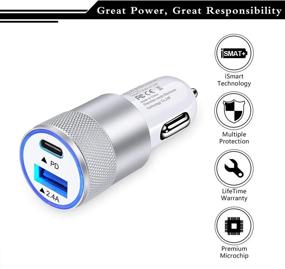 img 3 attached to 🚗 30W 3.0 Fast USB C PD Car Charger: 2 Port Power Delivery Adapter for iPhone, Samsung Galaxy, Google Pixel, Moto - Type C Car Charger