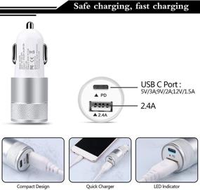 img 1 attached to 🚗 30W 3.0 Fast USB C PD Car Charger: 2 Port Power Delivery Adapter for iPhone, Samsung Galaxy, Google Pixel, Moto - Type C Car Charger