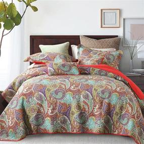 img 4 attached to 💜 Elevate Your Bedroom Style with ENJOHOS Paisley Bedspread Quilt Sets: A Stunning Reversible Patchwork Coverlet Set with a Fine Retro Pattern - Queen Size - in Gorgeous Purple and Burgundy Floral Designs (Paisley Pattern)