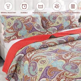 img 3 attached to 💜 Elevate Your Bedroom Style with ENJOHOS Paisley Bedspread Quilt Sets: A Stunning Reversible Patchwork Coverlet Set with a Fine Retro Pattern - Queen Size - in Gorgeous Purple and Burgundy Floral Designs (Paisley Pattern)