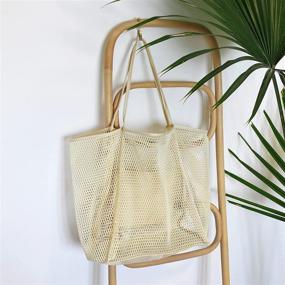 img 1 attached to 👜 Женская плечевая сумка для пляжа - сумка из хлопковой ткани с плечевыми ремнями