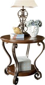 img 2 attached to Signature Design by Ashley Nestor Hand-Finished Round End Table: Traditional Style with Dark Brown Finish and Fixed Shelf