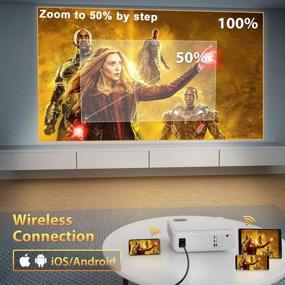 img 2 attached to 📽️ WiMiUS S6 5G WiFi Bluetooth Projector: 4K Support, Native 1080P HD, Wireless Home & Outdoor Phone Projector with Zoom, Keystone, 300" Screen, ideal for Fire Stick, HDMI, USB, TV Box, Laptop