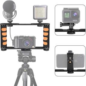 img 4 attached to 📷 Zeadio Metal Tripod Video Rig, Handle Grip Stabilizer, Vlogging Filmmaking Recording Case for iPhone and Android Smartphones & Action Cameras