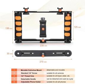 img 2 attached to 📷 Zeadio Metal Tripod Video Rig, Handle Grip Stabilizer, Vlogging Filmmaking Recording Case for iPhone and Android Smartphones & Action Cameras