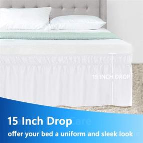 img 1 attached to 15-Inch Drop White Bed Skirt for King Size Bed - Guken Elastic Dust Ruffles, Three-Sided Easy Fit Wrap Around Bed Skirt, Cal King California Bed Skirt, Wrinkle-Free