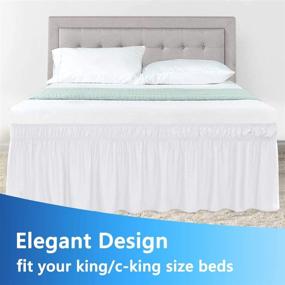 img 3 attached to 15-Inch Drop White Bed Skirt for King Size Bed - Guken Elastic Dust Ruffles, Three-Sided Easy Fit Wrap Around Bed Skirt, Cal King California Bed Skirt, Wrinkle-Free