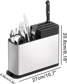 img 2 attached to 🍴 Stainless Steel Cutlery Drainer with Knife Slot & Draining - Kitchen Utensil Holder for Dining, Gift