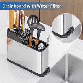 img 3 attached to 🍴 Stainless Steel Cutlery Drainer with Knife Slot & Draining - Kitchen Utensil Holder for Dining, Gift