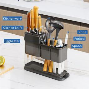 img 1 attached to 🍴 Stainless Steel Cutlery Drainer with Knife Slot & Draining - Kitchen Utensil Holder for Dining, Gift