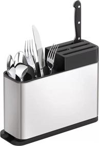 img 4 attached to 🍴 Stainless Steel Cutlery Drainer with Knife Slot & Draining - Kitchen Utensil Holder for Dining, Gift