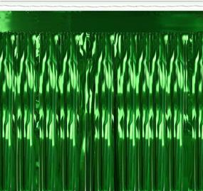 img 1 attached to 🎉 Beistle Green Metallic Plastic Tinsel Fringe Drape Curtains Photo Booth Backdrop Hanging Decorations for Engagement, Baby Shower, Christmas, Anniversary, Wedding, Birthday Parties - 6 Piece Set, 15" x 10'